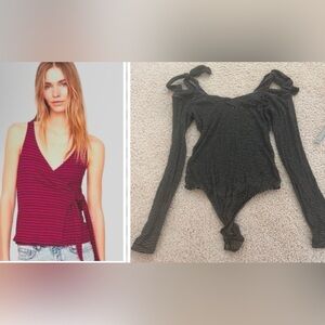 BUDNLE Express black tie tank and black striped bodysuit size medium